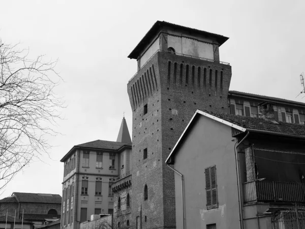 Torre Medievale Tour Médiévale Château Settimo Torinese Italie Noir Blanc — Photo