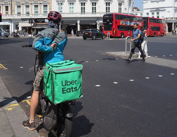 Londres Reino Unido Junho 2023 Uber Come Entrega Bicicletas — Fotografia de Stock