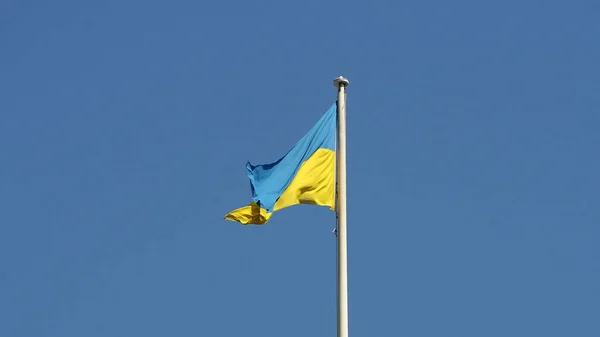 Bandera Nacional Ucraniana Ucrania Europa Sobre Cielo Azul — Foto de Stock