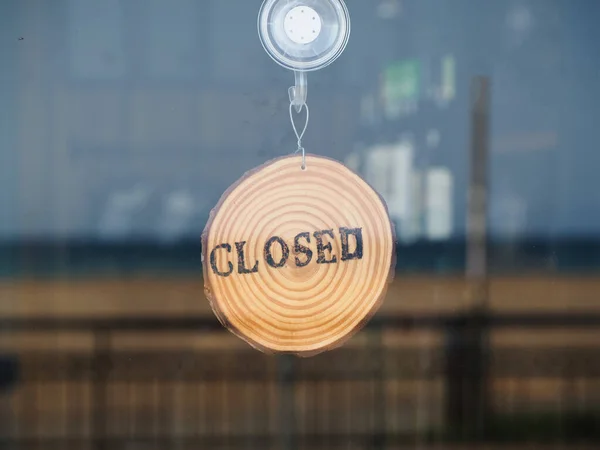 Zavřený Nápis Okně Obchodu — Stock fotografie