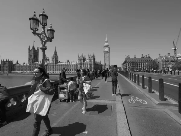 London June 2023 Houses Parliament Westminster Bridge Black White — Stock Photo, Image