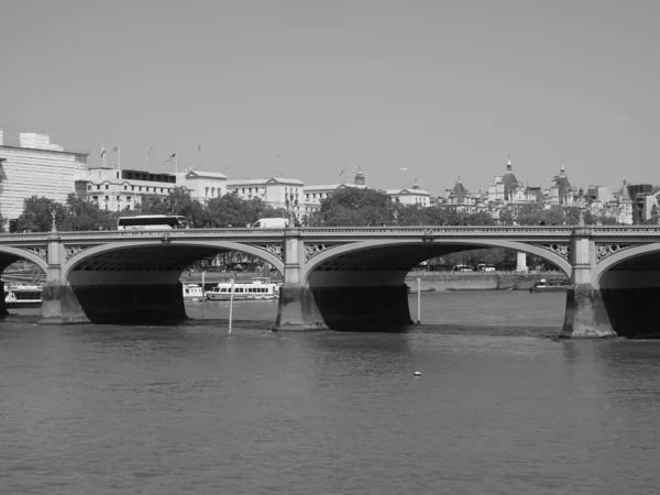 London June 2023 Panoramic View River Thames Black White — Stock Photo, Image