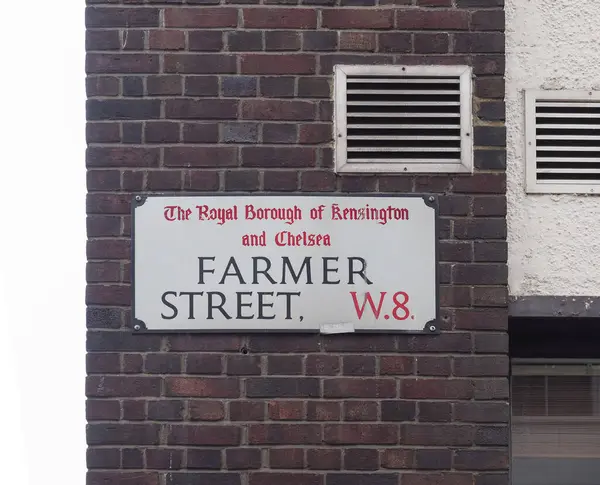 London Großbritannien Juni 2023 Farmer Street Schild Kensington — Stockfoto