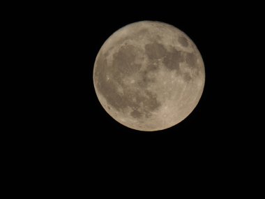 Astronomik bir teleskopla görülen dolunay