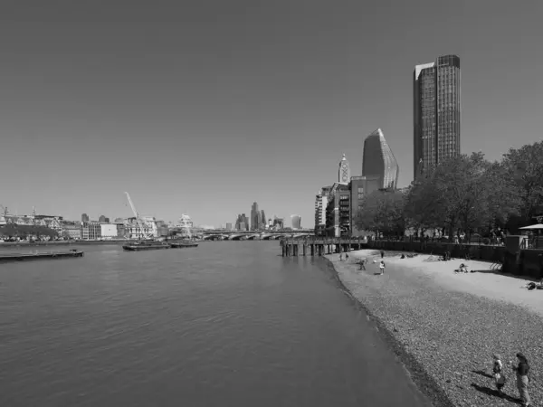 Londres Juin 2023 Vue Panoramique Tamise Noir Blanc — Photo
