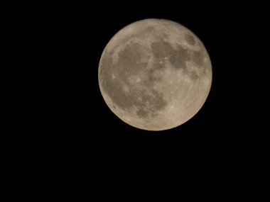 Astronomik bir teleskopla görülen dolunay