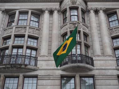 Brazilian flag at Embassy of Brazil in London, UK