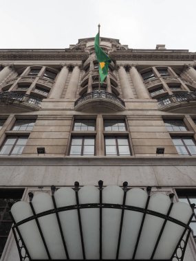 Brazilian flag at Embassy of Brazil in London, UK