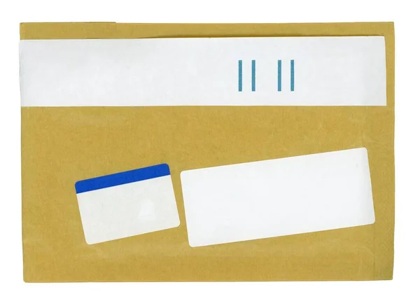 Brev Kuvert Liten Paket Med Tomma Etiketter Med Kopia Utrymme — Stockfoto