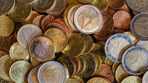 many euro coins useful as a background