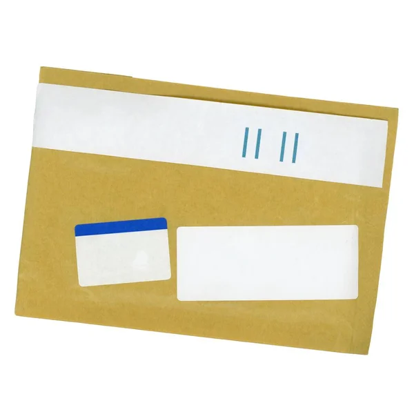 Enveloppe Lettre Mail Petit Paquet Avec Étiquettes Vierges Avec Espace — Photo