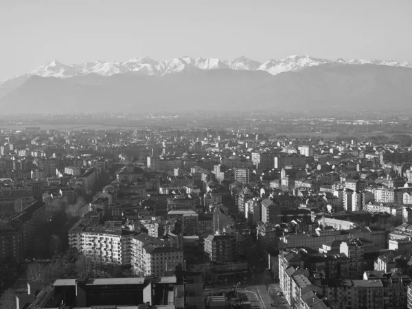 Vue Aérienne Ville Turin Italie Avec Chaîne Montagnes Des Alpes — Photo