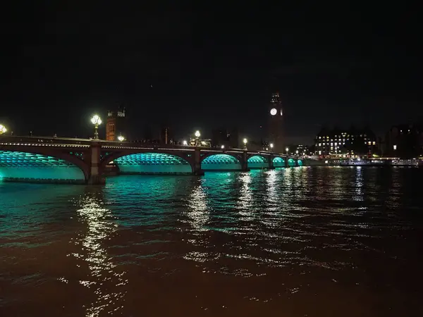 Casas Del Parlamento Westminster Bridge Por Noche Londres Reino Unido — Foto de Stock