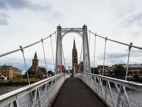 Inverness Storbritannien September 2023 Hängbro Greig Street Över Floden Ness — Stockfoto