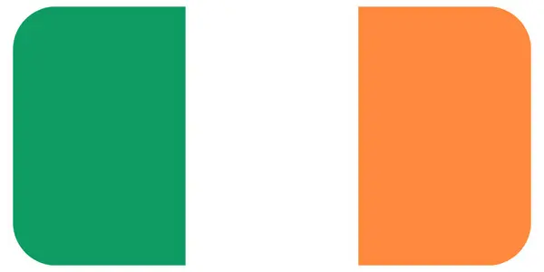 Irlands Nationella Flagga Europa Med Rundade Hörn — Stockfoto