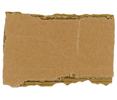 Kahverengi karton kağıt parçası beyaz arkaplanda izole edilmiş bir etiket olarak kullanışlıdır