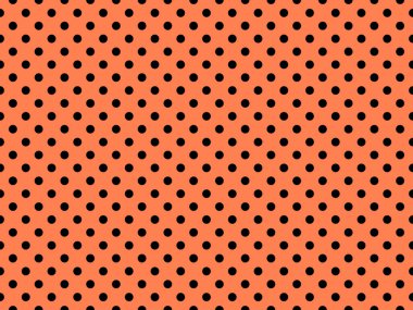 black polka dots pattern over coral useful as a background