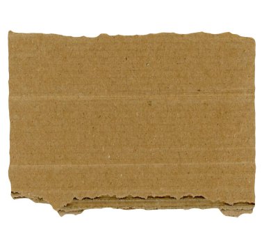 Kahverengi karton kağıt parçası beyaz arkaplanda izole edilmiş bir etiket olarak kullanışlıdır