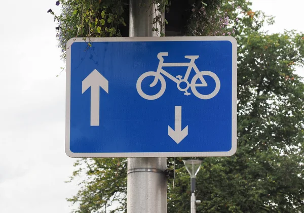 two way traffic bike lane aka cycle lane traffic sign