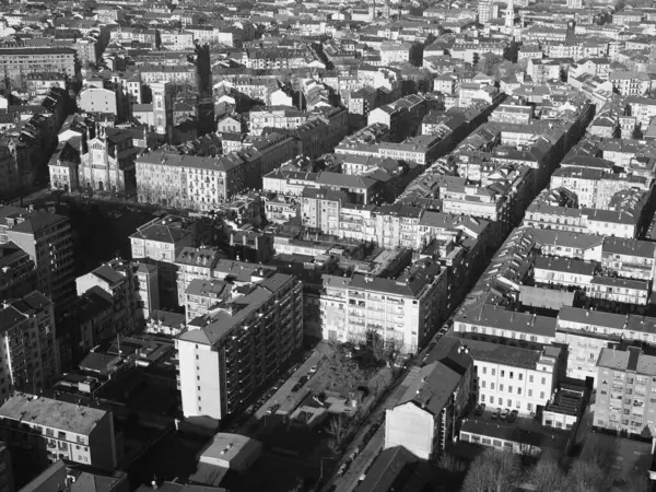 İtalya, Torino şehrinin siyah beyaz hava manzarası