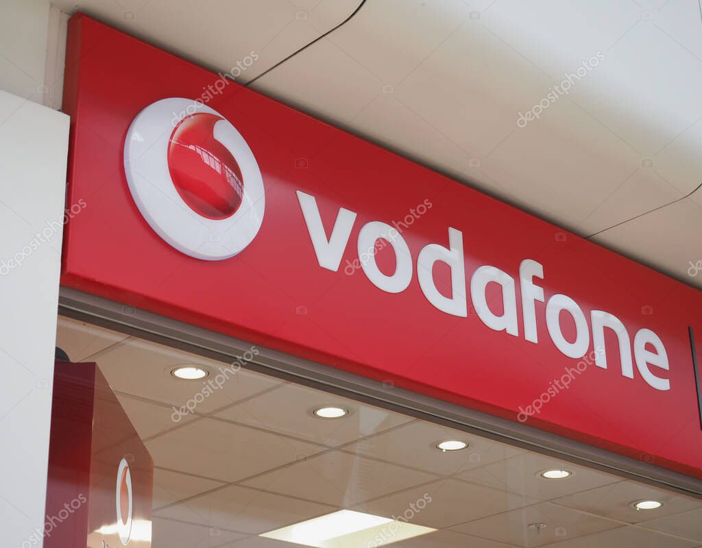INVERNESS, UK - SEPTEMBER 13, 2023: Vodafone storefront sign