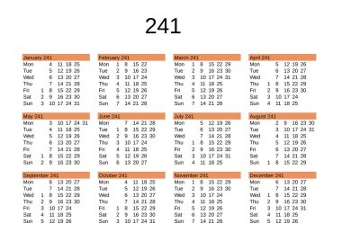 İngilizce takvim 241