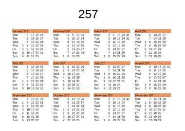 İngilizce 257 yılının takvimi