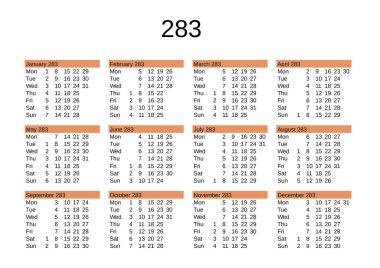 İngilizce takviminde yıl 283