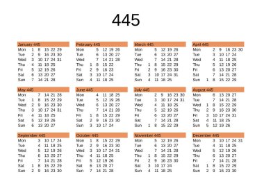 İngilizce 445 yılının takvimi