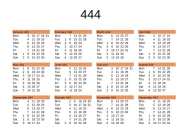 İngilizce 444 yılının takvimi