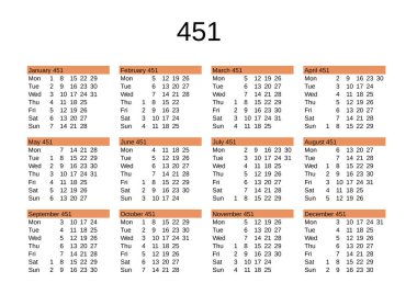 İngilizce 451 yılının takvimi