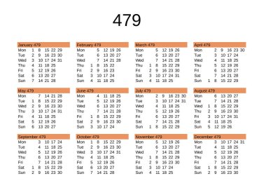 İngilizce 479 yılının takvimi