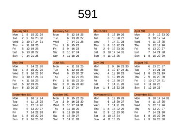 İngilizce 591 yılı takvimi