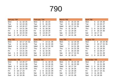 İngilizce 790 yılının takvimi