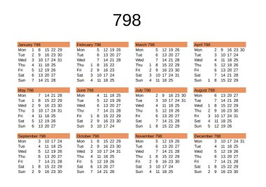 İngilizce 798 yılının takvimi