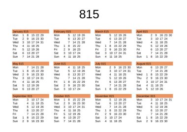 İngilizce 815 yılının takvimi