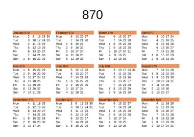 İngilizce 870 yılının takvimi