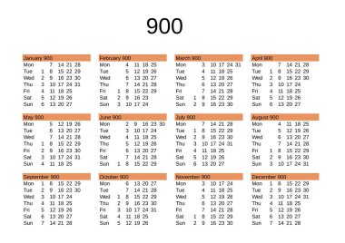 İngilizce 900. yılın takvimi