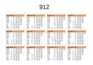 İngilizce 912 yılının takvimi