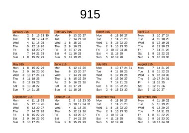 İngilizce 915 yılının takvimi