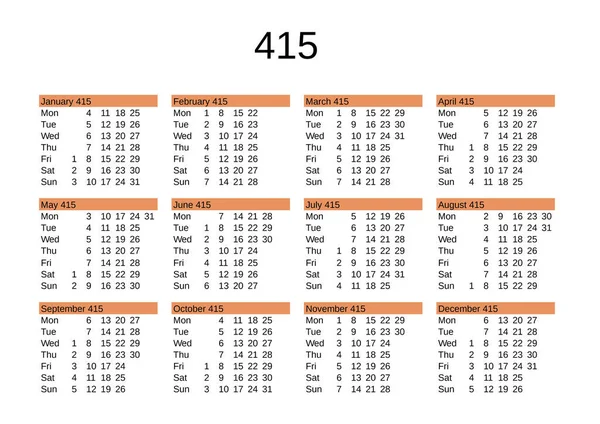 İngilizce 415 yılının takvimi