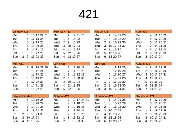 İngilizce 421 yılının takvimi