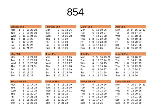 İngilizce 854 yılının takvimi