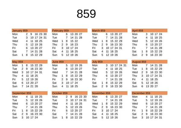 İngilizce 859 yılının takvimi