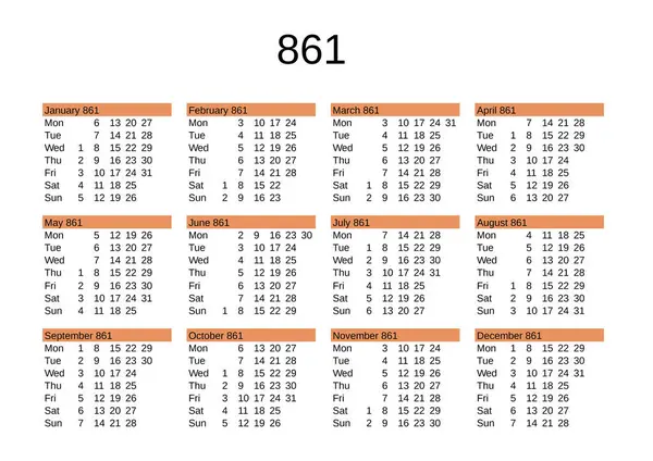 İngilizce 861 yılının takvimi