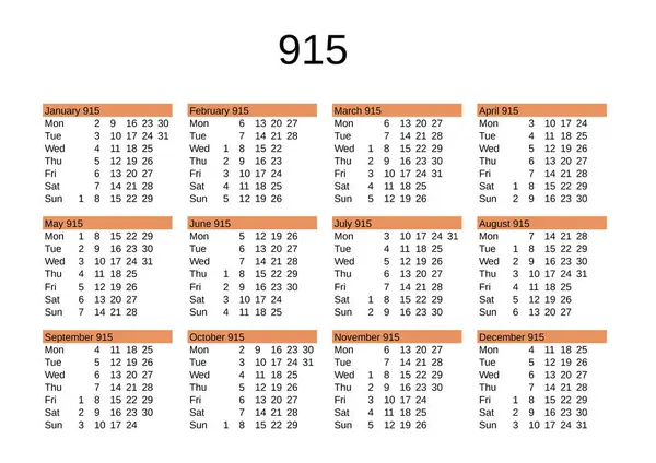 İngilizce 915 yılının takvimi