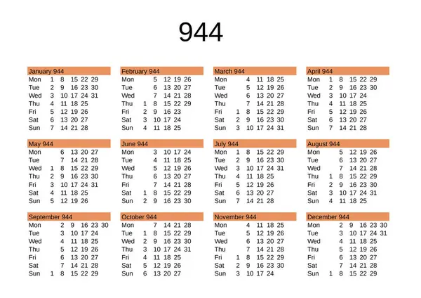 İngilizce 944 yılının takvimi