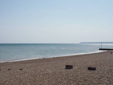 İngiltere, Bexhill 'de deniz manzaralı bir plaj.