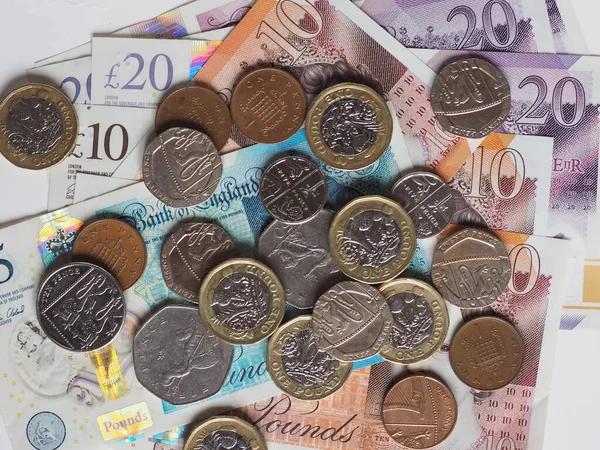 Pound coins and banknotes money currency of United Kingdom