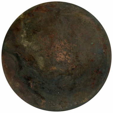 rusted weathered metal disc isolated over white background clipart